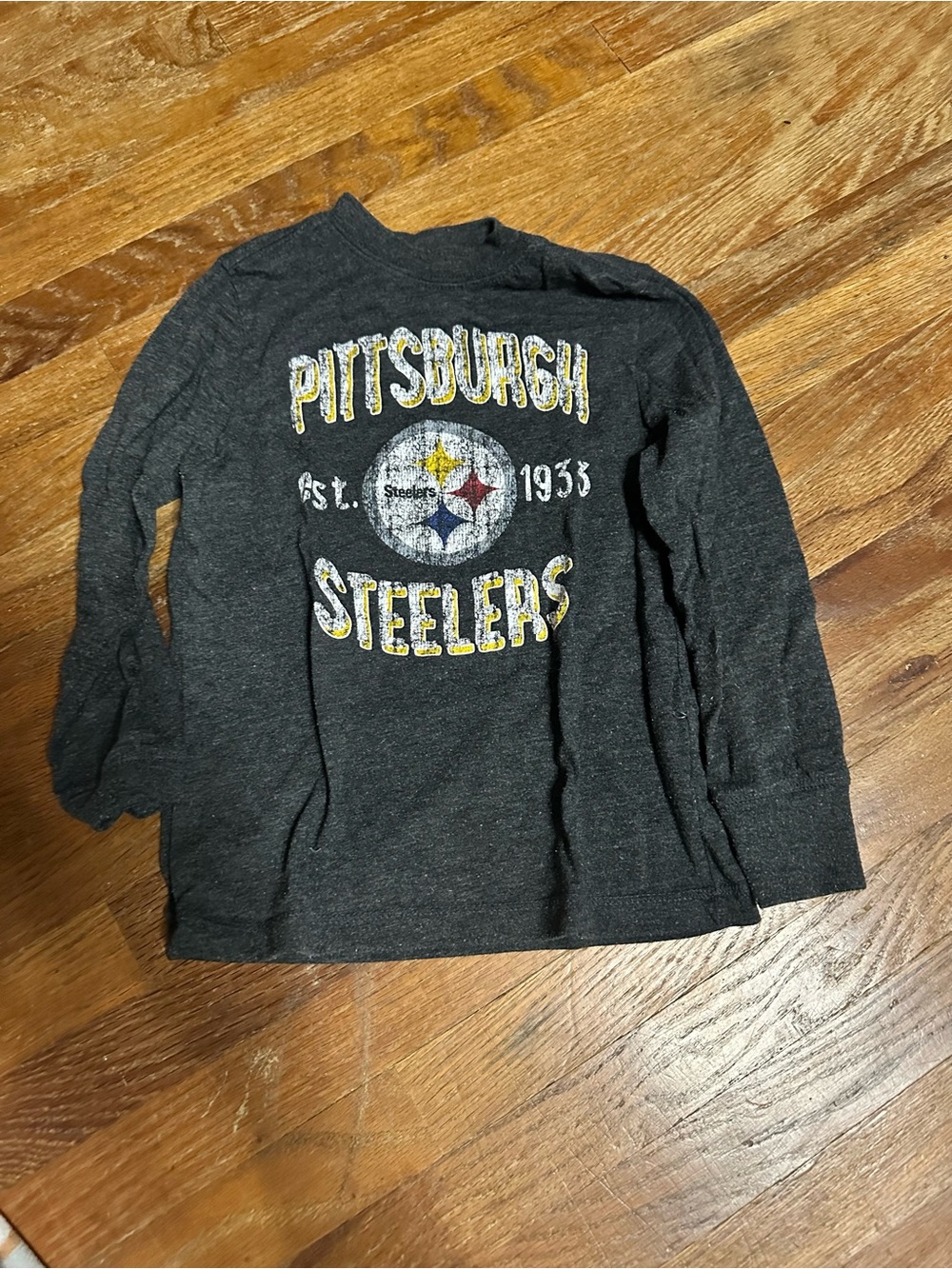 Pittsburgh Steelers Kids Long Sleeve Tee - Charcoal